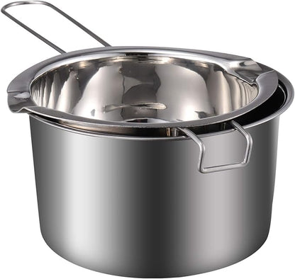 EXCEART Candle Melting Pot Double Boiler for Melting Chocolate Wax Cheese and Butter - 11.02 Inches Stainless Steel Pot with Ergonomic Handle
