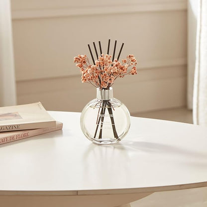 Donurex Flower Reed Diffuser Set 5.07oz Satin Rose Scent Diffuser with Sticks Home Fragrance Reed Diffuser for Bathroom Shelf Decor