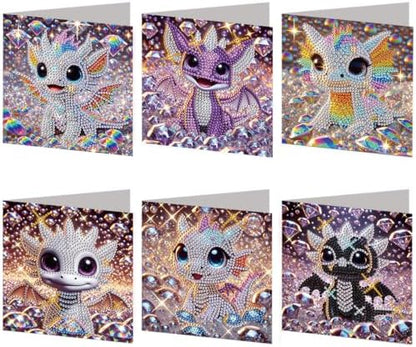 6PCS Dinosaur Diamond Art Painting Greeting Cards Kit with Envelopes - 5D DIY Diamond Art Card Kits for Adults - Handcrafted Postcards for Birthday & Holiday by Unknown