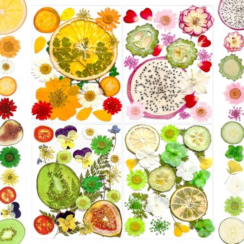 MIKIYA 75Pcs Pressed Dried Flowers Fruits for Resin Molds, Real Natural Bulk Assorted Dry Floral Leave for DIY Art Crafts, Epoxy Jewelry, Candle, Soap Making, Nails Decors Gifts by MIKIYA