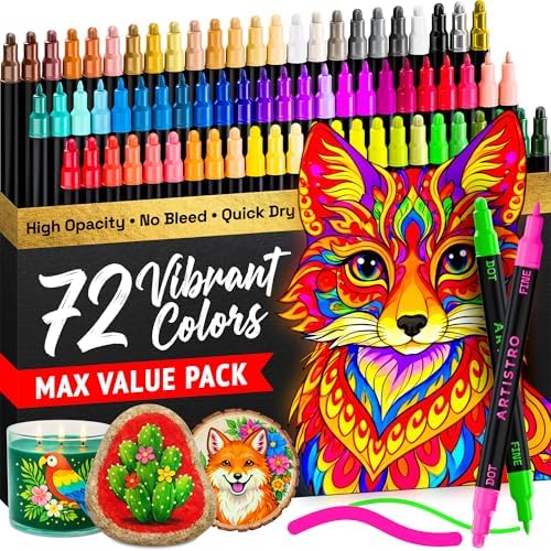 ARTISTRO Dual-Tip Acrylic Paint Marker Pens - Set of 72 by ARTISTRO