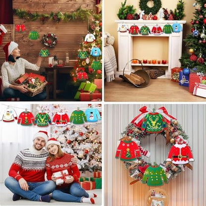 Kasyat 12 Pcs Christmas Ugly Sweater for Families DIY Felt Ornaments Kits - Image 7