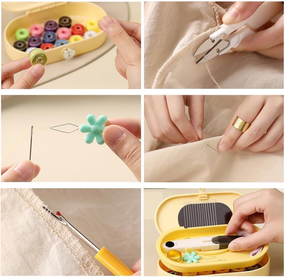 FKOG Sewing Project Kit, 135 Pcs Family Sewing Supplies Repair Kit Traveler Sewing Kit Sewing Thread Accessories DIY Sewing Supplies Organizer (White Grey) - Image 7