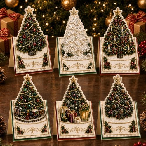 6 Pack Christmas Diamond Painting Cards, DIY 3D Pop-Up Greeting Set by Unknown