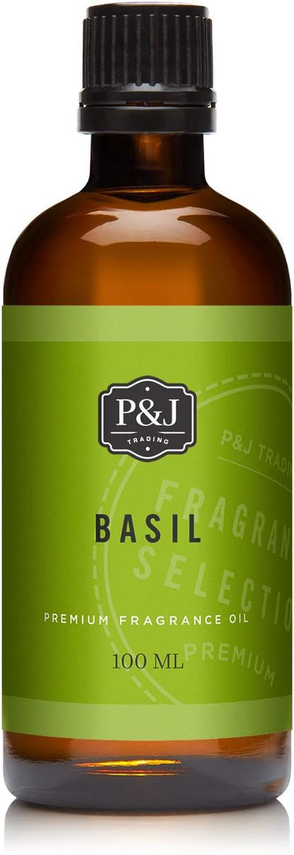 P&J Trading - Basil Scented Oil 100ml - Fragrance Oil for Candle Making, Soap Making, Diffuser Oil