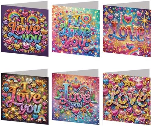 6PCS Love Diamond Art Painting Greeting Cards Kit with Envelopes - 5D DIY Diamond Art Card Kits for Adults - Handcrafted Postcards for Birthday & Holiday by Unknown
