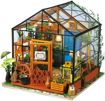 DIY Miniature House Kit, Mini House Building Kit, DIY Book Nook Kit, Tiny Model House for Adults to Build, Beginner 3D Wooden Book Nook, for Family Friends (Garden-A) by JCSY