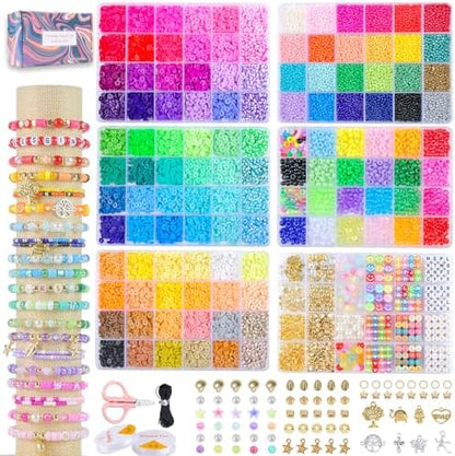 OCCALONG 6 Box Set Friendship Bracelet Making Kit - 13000 Pcs, DIY Jewelry Making Set - Includes Clay, Seed, Pony Beads, Charms, and String by Unknown