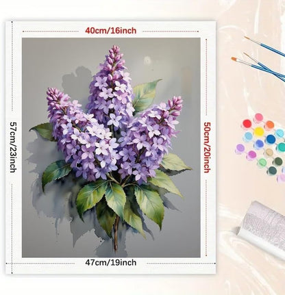 Botanical Art Paint by Numbers Kit for Adults - DIY Lilac Floral Cluster Painting on Canvas 16x20 Inches, Acrylic Paint Set, Suitable for Beginners, Art for Home Decoration or Gifts - Image 2