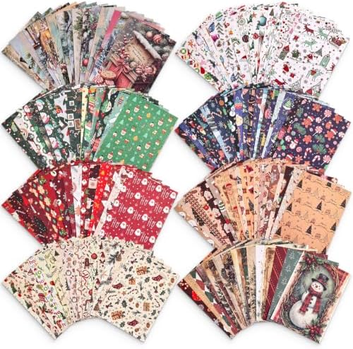 170 Sheets Vintage Christmas Scrapbook Paper, 8 Festive Themes Gingerbread Tree Snowflake Pattern Decorative Craft DIY Supplies Kit for Junk Journal Supplies, Collage, Card Making, Gift Wrapping by emmoolife