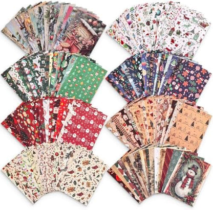 170 Sheets Vintage Christmas Scrapbook Paper, 8 Festive Themes Gingerbread Tree Snowflake Pattern Decorative Craft DIY Supplies Kit for Junk Journal Supplies, Collage, Card Making, Gift Wrapping by emmoolife
