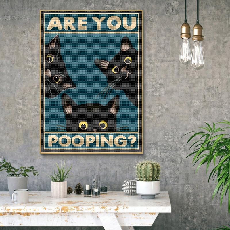 Eiazuiks Stamping Cross Stitch Kit,Cats Counting Cross Stitch Kit for Adult Beginners, Full Line DIY Cross Stitch Stitching Kit for Home Decor Cross Stitch Patterns 12x16 inches - Image 3
