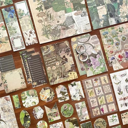 BoomTeck Vintage Scrapbooking Kit, Aesthetic Junk Journal Supplies with Scrapbook Paper, Washi Stickers, A6 Grid Notebook - DIY Craft Journaling Gift for Teen Girl Adult (Green) - Image 3