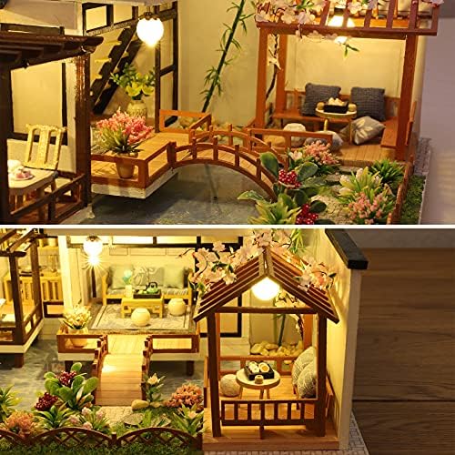 GuDoQi DIY Miniature Dollhouse Kit, Tiny House kit with Music, Miniature House Kit 1:24 Scale, Great Handmade Craft Gift for Birthday Christmas Day, Traditional Courtyard House - Image 4