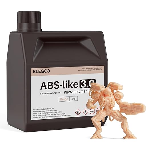 ELEGOO ABS-Like 3D Printer Resin 3.0, 405nm UV-Curing Photopolymer Resin for Mars Saturn Jupiter MSLA DLP LCD 3D Printing with Strength and Toughness, High Precision, Low Viscosity, Beige 2000g