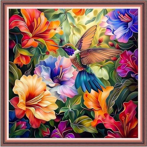 Dooxvey Cross Stitch Kits for Adults Beginners,Full Range of Cross-Stitch Stamped Kits Needlepoint Kits for Beginners Embroidery Kits 11CT Cross Stitch Patterns-Hummingbirds 18x18 inch by DooxveyStampedEmbroideryKit