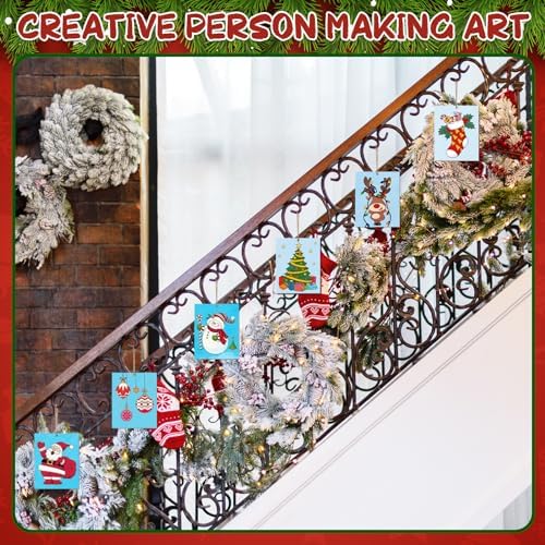 COCHIE 10 Pieces Large Christmas Unfinished Wood Crafts to Paint for Adults, Bulk Winter Predrilled Wooden Ornaments for Painting, Xmas Tree Truck Paintable Wood Slices Craft Supplies - Image 6