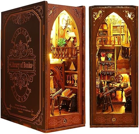 ISSEVE Book Nook Kit, DIY Dollhouse Booknook Kits Bookshelf Insert Décor by ISSEVE