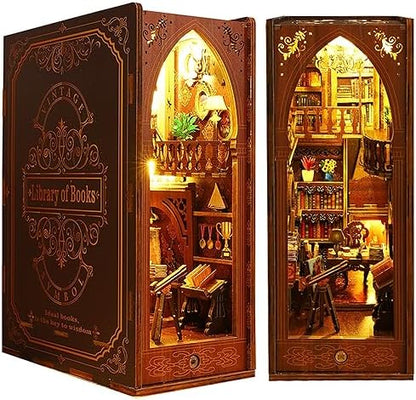ISSEVE Book Nook Kit, DIY Dollhouse Booknook Kits Bookshelf Insert Décor by ISSEVE
