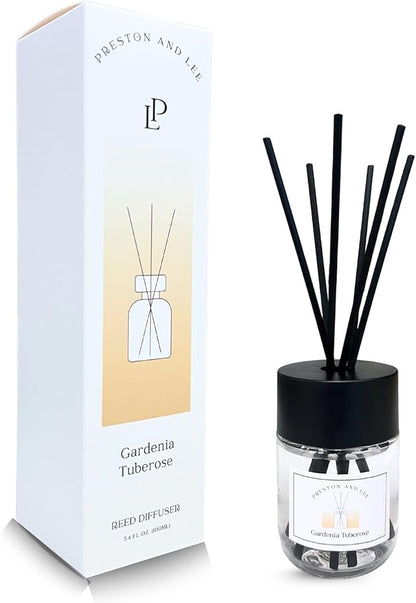 Preston and Lee Reed Diffuser Set | 100 ml (3.4 fl oz) Gardenia Tuberose Scent | Reed Diffuser Set | Aromatherapy Diffusers | Natural Reed Diffuser Oil for Home and Spa Fragrance