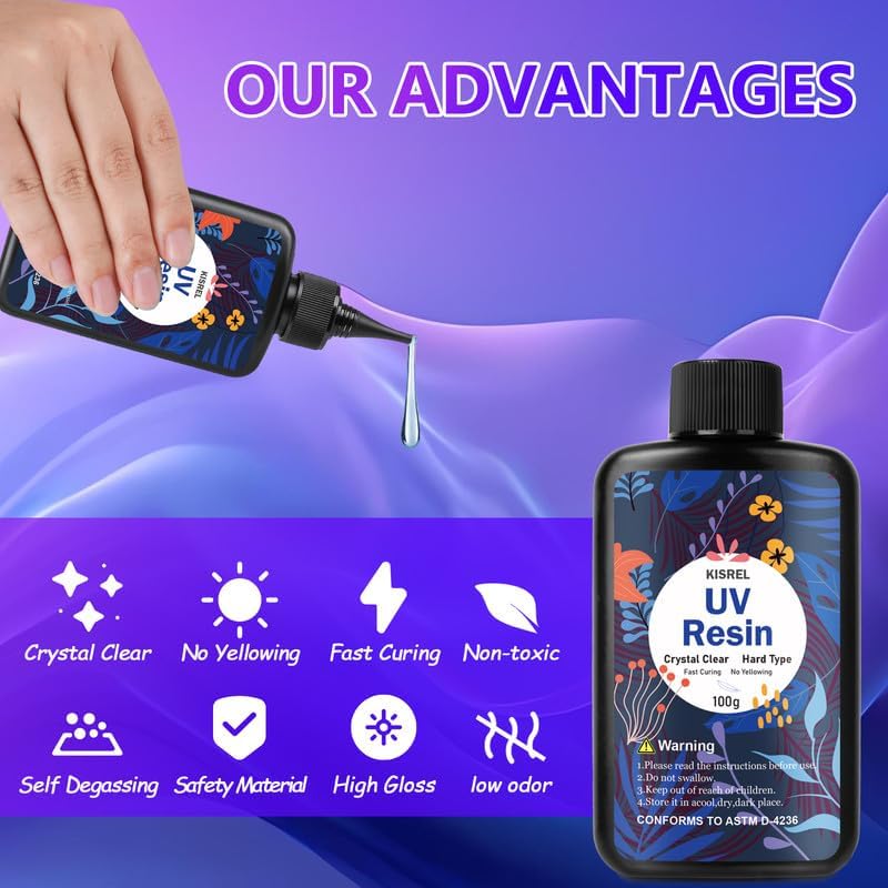 KISREL UV Resin Jewelry Making Kit, 500g Crystal Clear UV Resin - Image 3