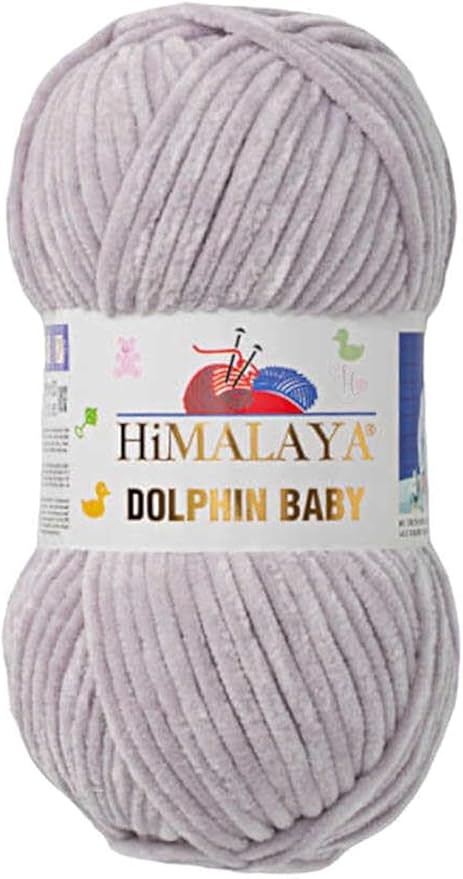 5 Skein/Pack Himalaya Dolphin Baby Chenille Yarn, Each Ball 100 gr (3.5 oz), 120 m (132 Yards), 100% Polyester, Super Bulky Baby Blanket Velvet Amigurumi Yarn, 80357 - Gray