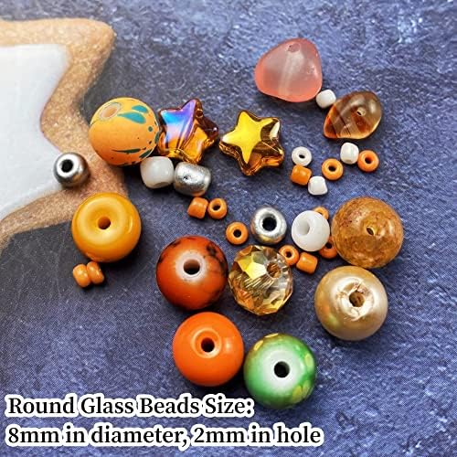 Assorted Glass Resin Beads Multi Size Colors Smooth Cracked Gravel Millet Spacer Beads for Bracelets Necklace Earring DIY Jewelry Making Craft(Orange Series) - Image 3