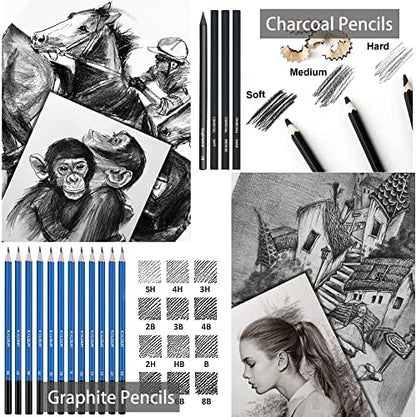 KALOUR Premium 144 Drawing Pencil Set,including 120 Colored Pencils and 24 Sketch Kit,Art Pencil Kit in Zippered Travel Case, for Drawing,Sketching and Coloring,Ideal for Beginner,Artists and Adults - Image 5