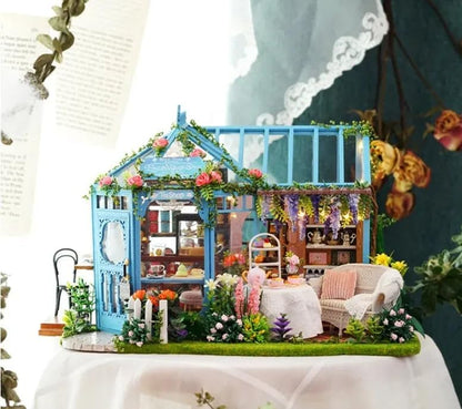 Wizardi Miniature House Kit - Rose Garden Tea House DIY Dollhouse Kit by Wizardi