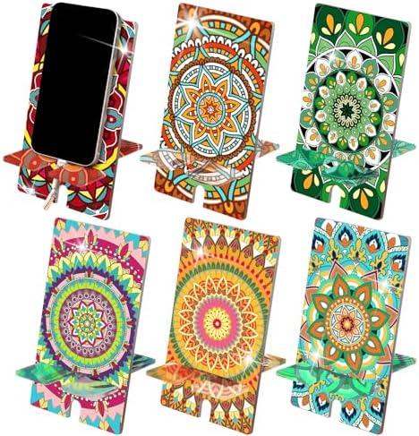 Saillong 6 Pcs Diamond Painting Phone Stand, Vivid Mandala Holder by Saillong