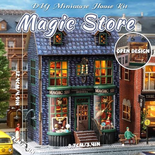 Kisoy DIY Miniature House Kit, Tiny House Building Kit with Furniture and LED Light for Adults and Teens, DIY Mini House Craft Kit, Decorations/Gifts for Family and Friends(Magic Shop) - Image 2