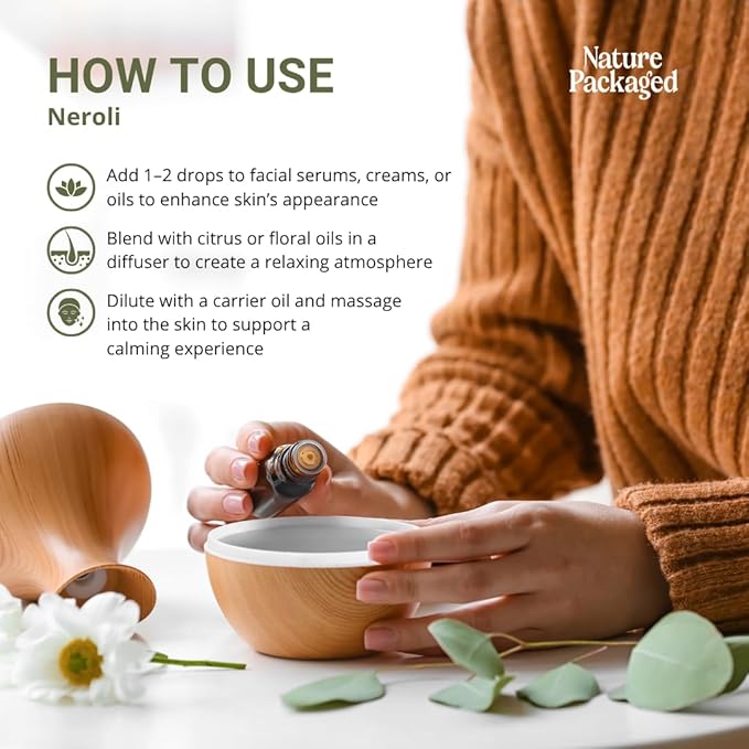 Nature Packaged Neroli Essential Oil - Direct from Al Sheikh for Export Egypt - Steam Distilled - Aceite de Neroli for Aromatherapy, Massage, Diffuser, DIY Candle and Soap Making - 2lbs