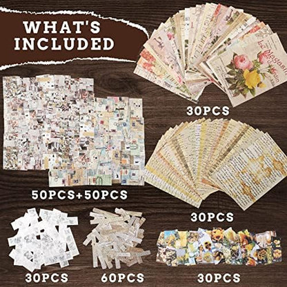 GNILLKO 300 PCS Vintage Scrapbook Supplies Kit - Image 3