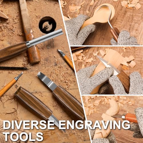 Wood Carving Kit, 46Pcs Wood Carving Tools with 6pcs Whittling Knives & 5pcs Detail Knives &12 Color Paint Set & Beewax, Whittling Kit for Beginners and Enthusiasts - Image 3