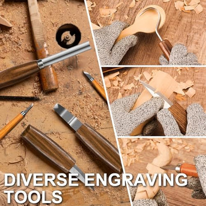 Wood Carving Kit, 46Pcs Wood Carving Tools with 6pcs Whittling Knives & 5pcs Detail Knives &12 Color Paint Set & Beewax, Whittling Kit for Beginners and Enthusiasts - Image 3