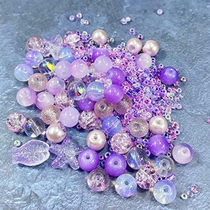 Assorted Glass Resin Beads Multi Size Colors Smooth Cracked Gravel Millet Spacer Beads for Bracelets Necklace Earring DIY Jewelry Making Craft(Lilac Violet Series) - Image 5