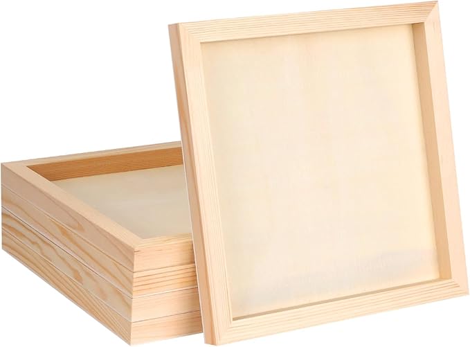 FSWCCK 5 Pack 10 x 10 inch Wood Panel Boards, Unfinished Wood Canvas Panels for Crafts, Painting Canvas, DIY Art Projects, Pouring, Arts Use with Oils, Acrylics