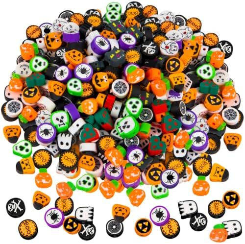 400 Pcs Halloween Polymer Clay Beads, Mixed Heishi Spacer Beads Supplies by ZAUGONTW