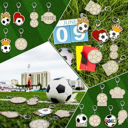 RattanView 24 Pcs Soccer Craft Color Your Own Keychains Diy Craft - Image 5
