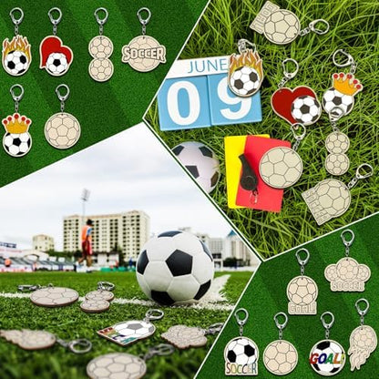 RattanView 24 Pcs Soccer Craft Color Your Own Keychains Diy Craft - Image 5