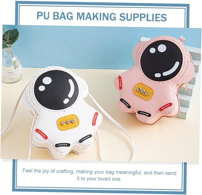 ERINGOGO 1Set DIY Coin Bag Kit PU Hand Purse Sewing Material Fun Craft Project for All Ages for and Activities