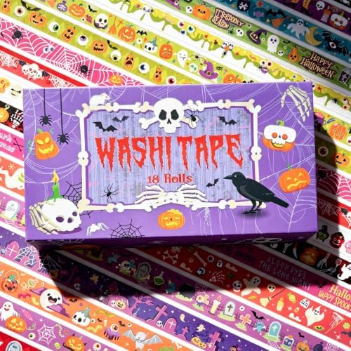 Halloween Washi Tape Set Pumpkin Scrapbook Tape 18 Rolls - Image 5