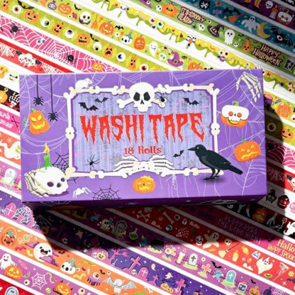 Halloween Washi Tape Set Pumpkin Scrapbook Tape 18 Rolls - Image 5