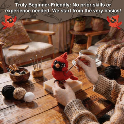 DIY Needle Felting Kit Cute Red Cardinal Bird on Branch – Needle Felting Starter Kit with Fiber Roving, Needles, Felting Pad & Instructions | Felted Bird Kit for Beginners Adults | DIY Craft Gift - Image 5