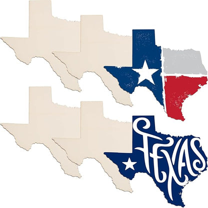 BBTO 6 Pack Texas Unfinished Wood Cutouts US State 10" Wood Slices Wooden Paint Crafts Christmas Ornaments Pieces for Home Decor Ornament DIY Craft Art Project