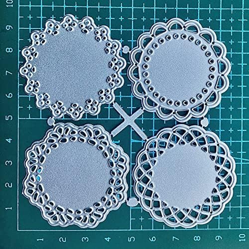 Metal Die Cuts Set 4 Different Patterns Lace Flower Border Cutting Dies for Scrapbooking Photo Album DIY Craft Die for Card Making (Round Lace Flower Border) - Image 5