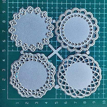 Metal Die Cuts Set 4 Different Patterns Lace Flower Border Cutting Dies for Scrapbooking Photo Album DIY Craft Die for Card Making (Round Lace Flower Border) - Image 5