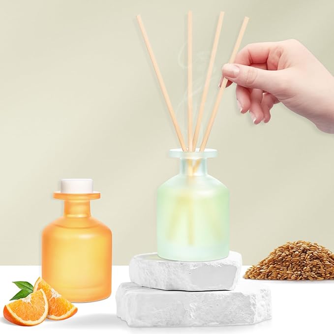 YISOWUH Reed Diffuser - Citrus&Linen 3.38oz (100ml) 2 Pack Essential Oil Reed Diffuser Set with 8 Sticks, Long Lasting Fragrance for Home, Bathroom, Bedroom, Room, Decor