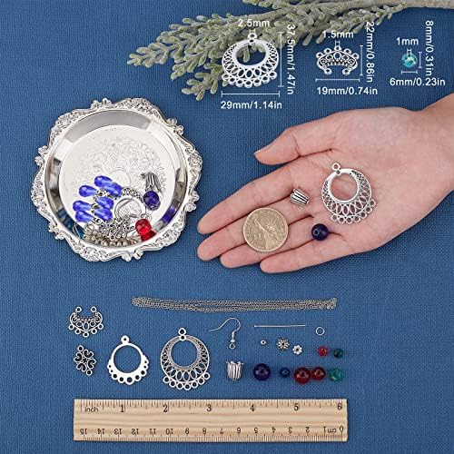 SUNNYCLUE 1 Box DIY Make 10 Pairs Chandelier Bohemian Earring Making Kit Including Flower Tibetan Style Caps Link Connector Charms Glass Beads for Adults Women DIY Earring Jewellery Making - Image 3