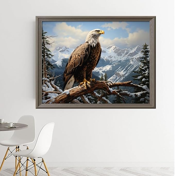 Leczany Cross Stitch Stamped Kit for Adults - Snow Mountain Eagle | DIY Embroidery Starter Patterns Craft Kit Needlepoint for Beginner | 11CT, 3 Strands | 20.5x15.4 inches
